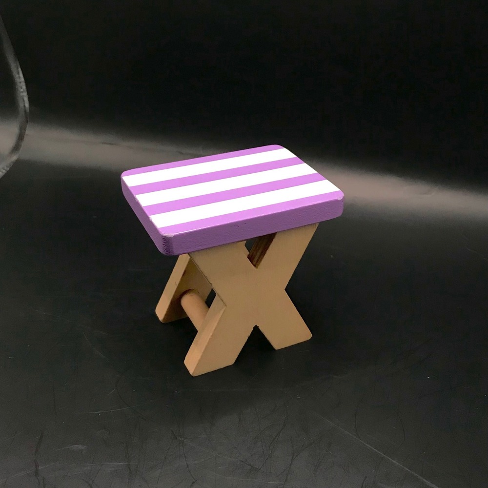 KidKraft Wooden Dollhouse Furniture Replacement Stool Purple White Striped Table